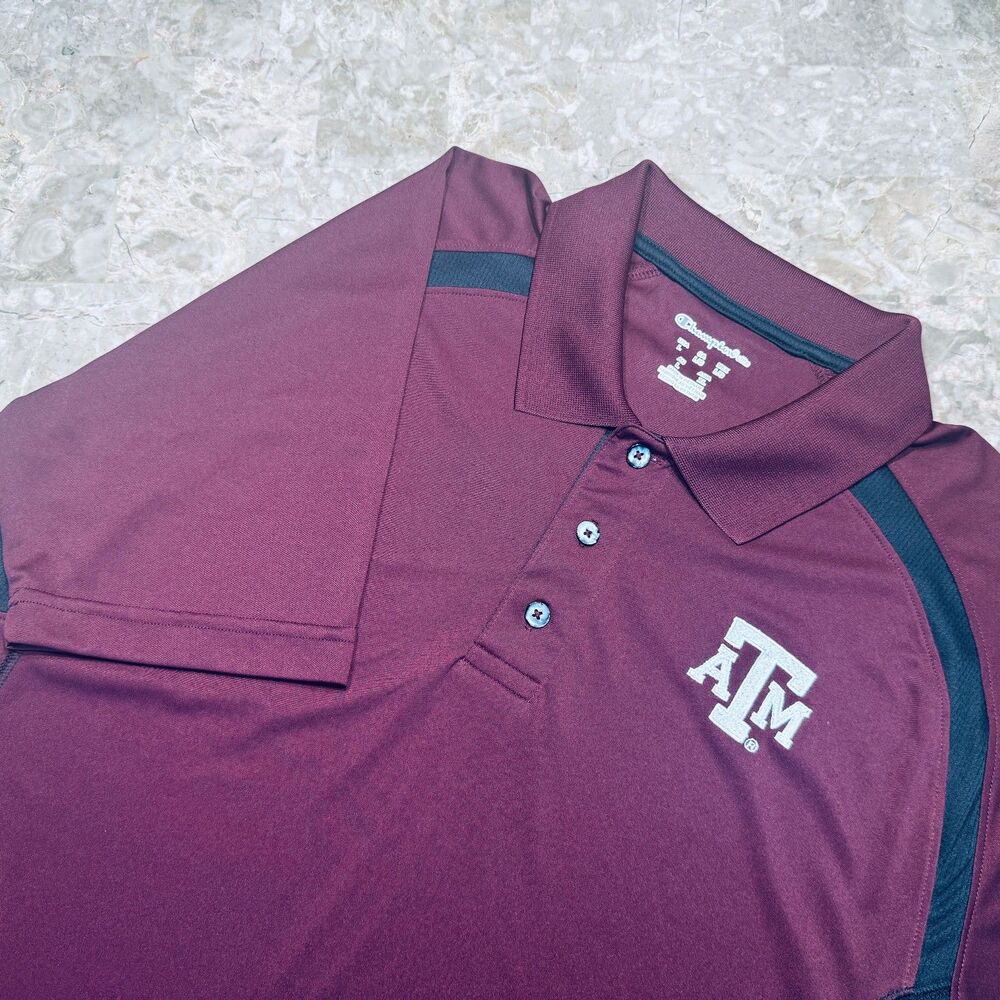 Champion Elite Men's Texas A&M Aggies Short Sleeve Golf Polo , Size Large